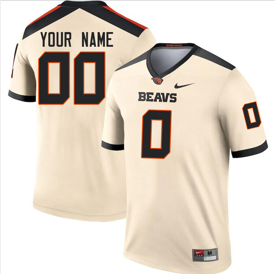 Custom Oregon State Beavers Name And Number College Football Jerseys Stitched-Cream - Click Image to Close